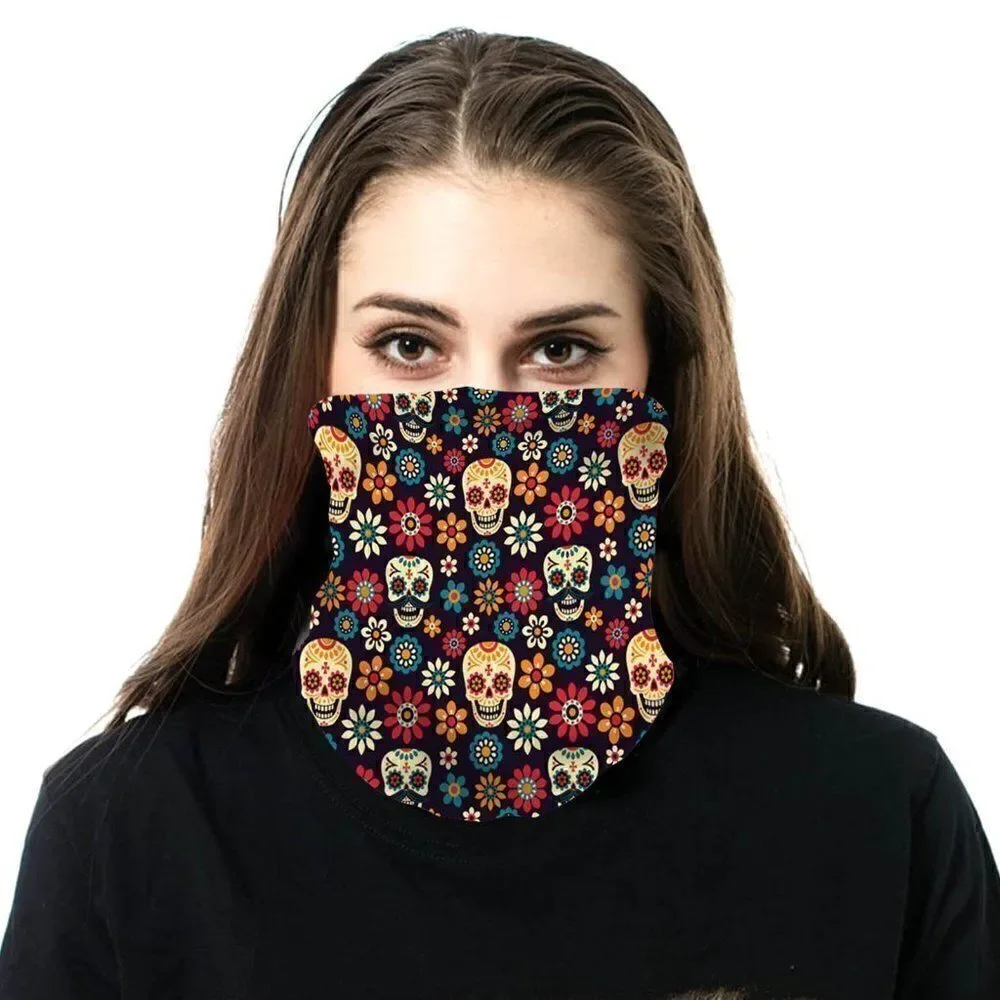 Sugar Skull Neck Gaiter Face Mask Bandana Scarf